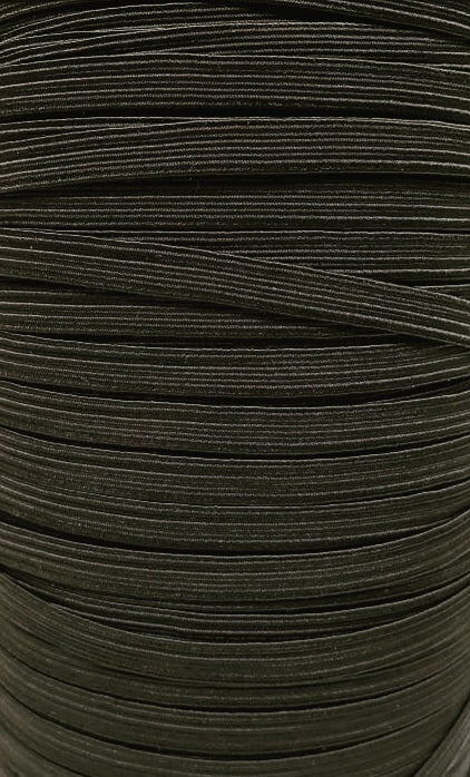 Flat Elastic Cord - Black - 1/4" Width