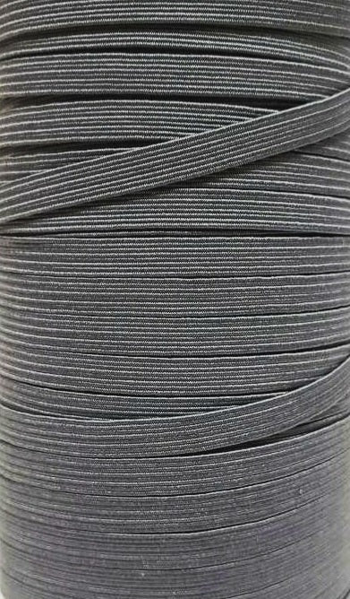 Flat Elastic Cord - Gray - 1/4" Width