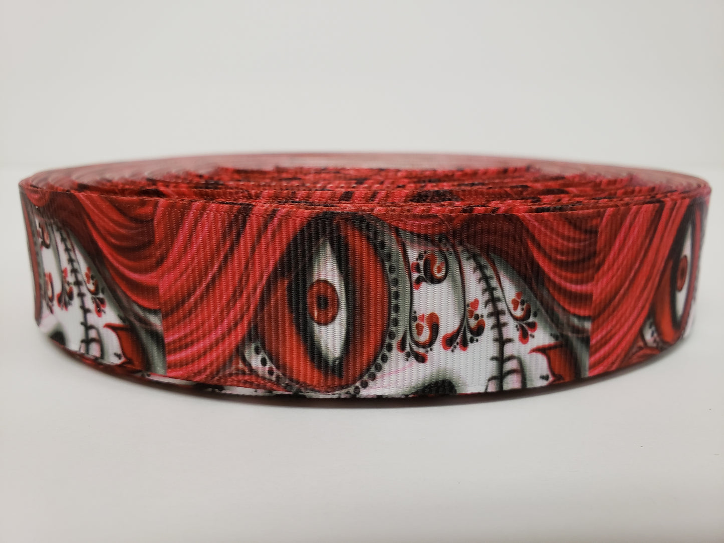 Sugar Skull Girl - Red - Grosgrain Ribbon 1" Width - By the yard