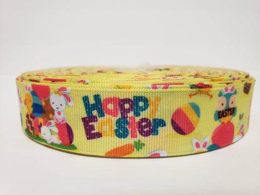 Happy Easter - Yellow Grosgrain Ribbon 1" Width - By the yard