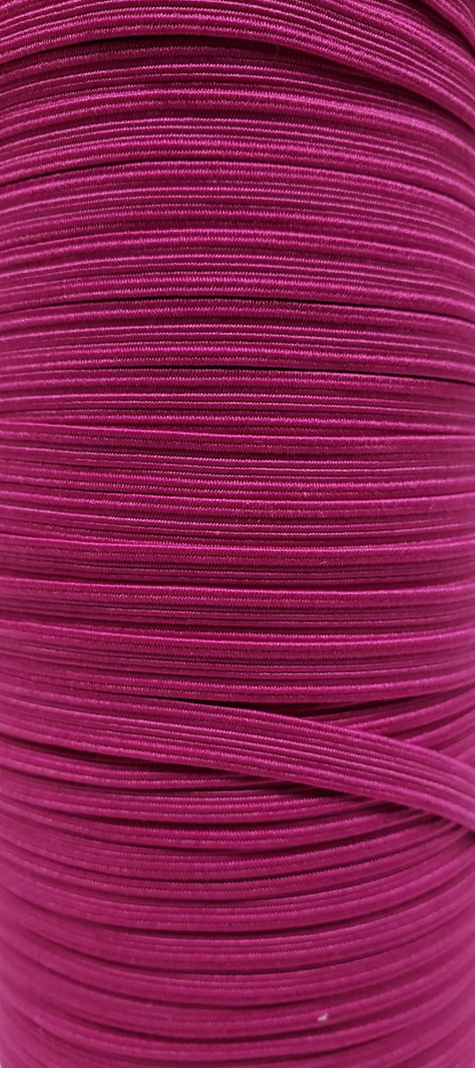 Flat Elastic Cord - Dark Pink - 1/4" Width