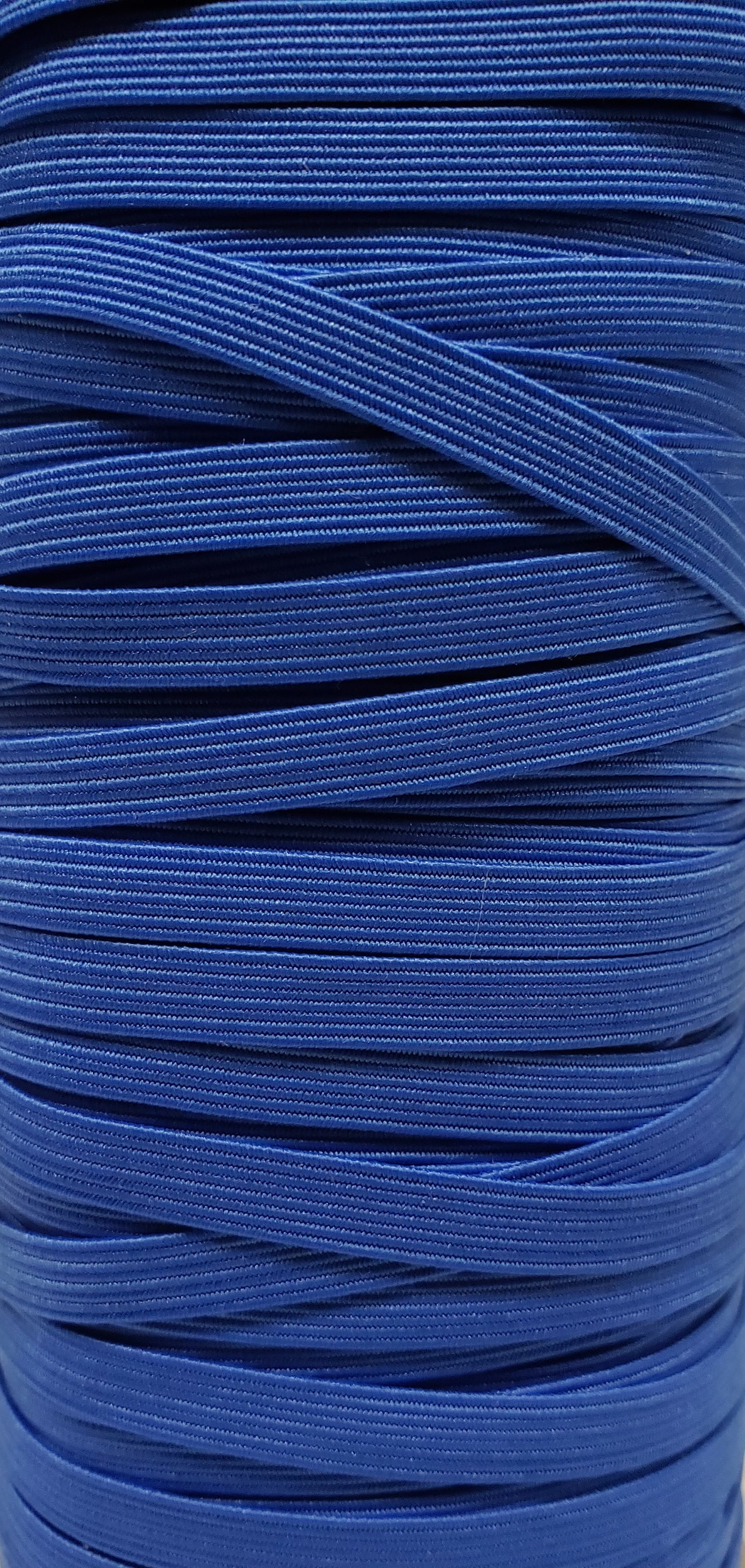 Flat Elastic Cord - Blue - 1/4" Width