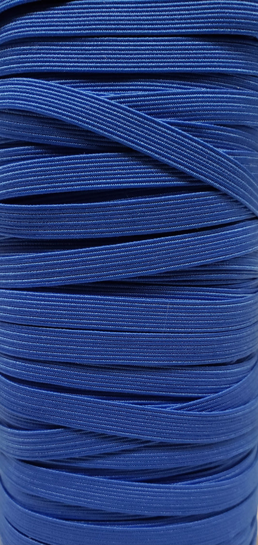 Flat Elastic Cord - Blue - 1/4" Width