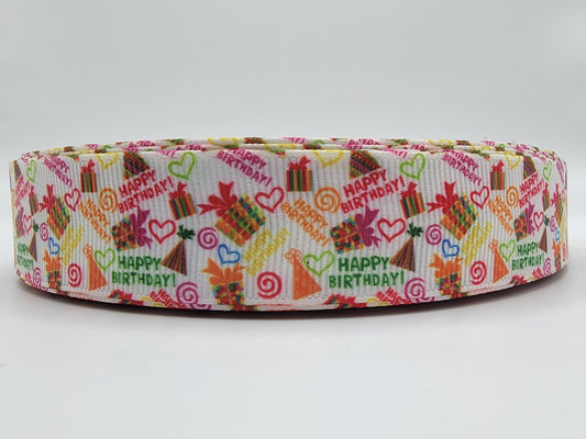 Happy Birthday - Celebration - Grosgrain Ribbon 7/8" Width - By the yard