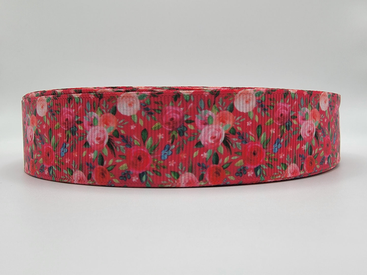 Pink Flowers - Dark Pink Grosgrain Ribbon 1" Width - By the yard