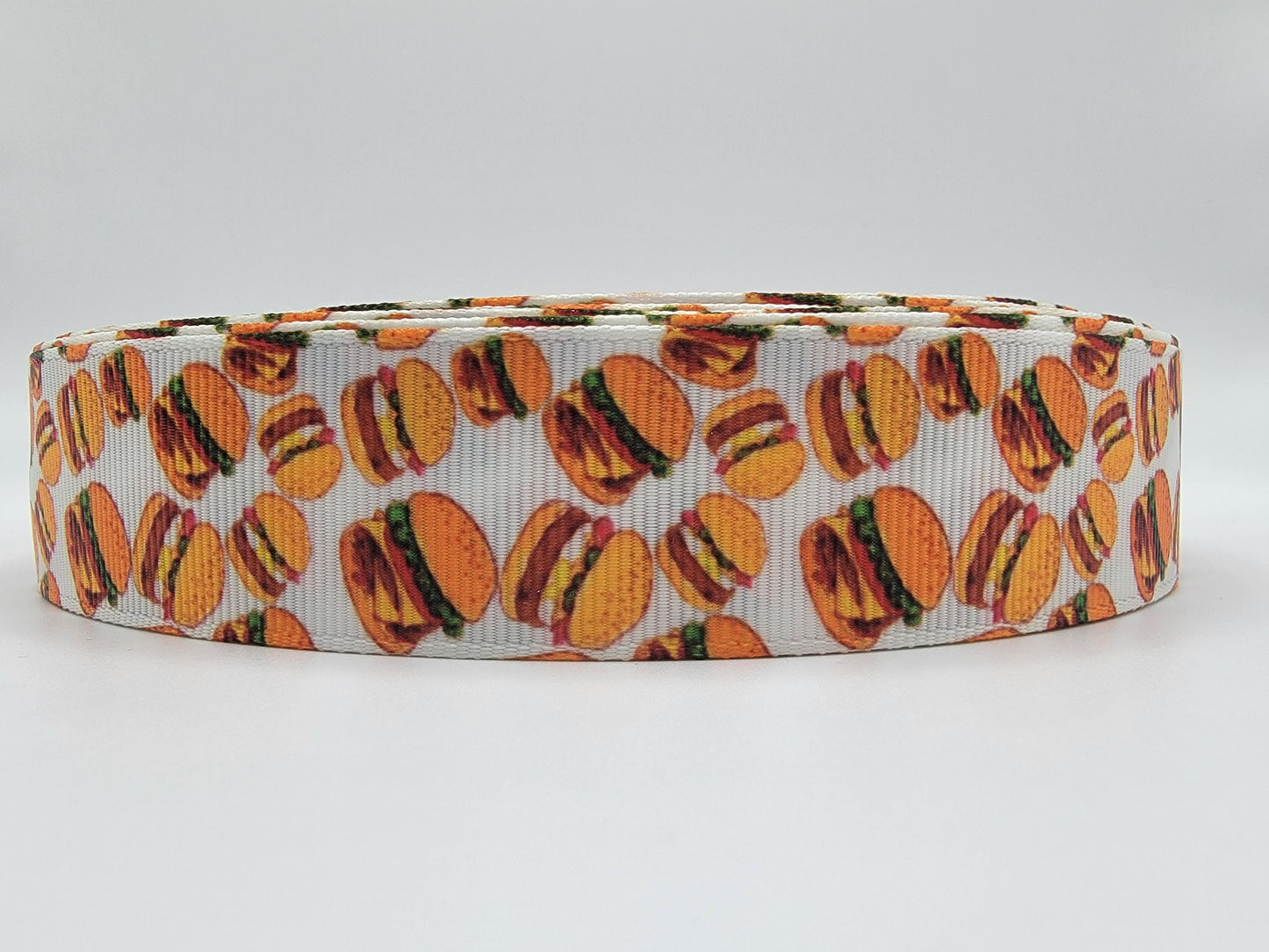 Cheeseburgers - White Grosgrain Ribbon 1" Width - By the yard