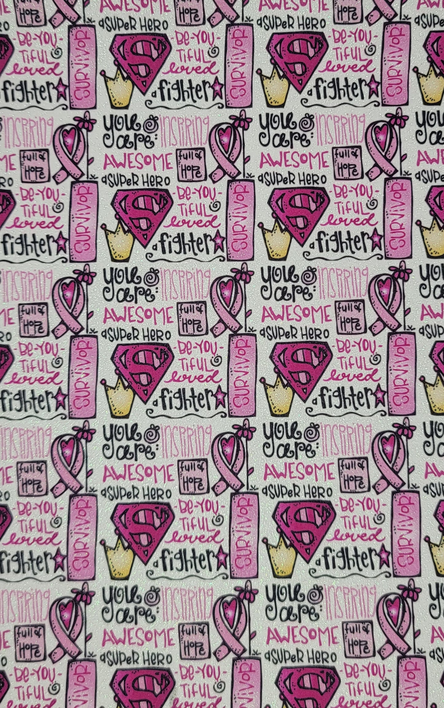 Breast Cancer Awareness - Fine Glitter Synthetic (Faux) Leather Single Sheet