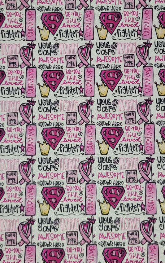 Breast Cancer Awareness - Fine Glitter Synthetic (Faux) Leather Single Sheet