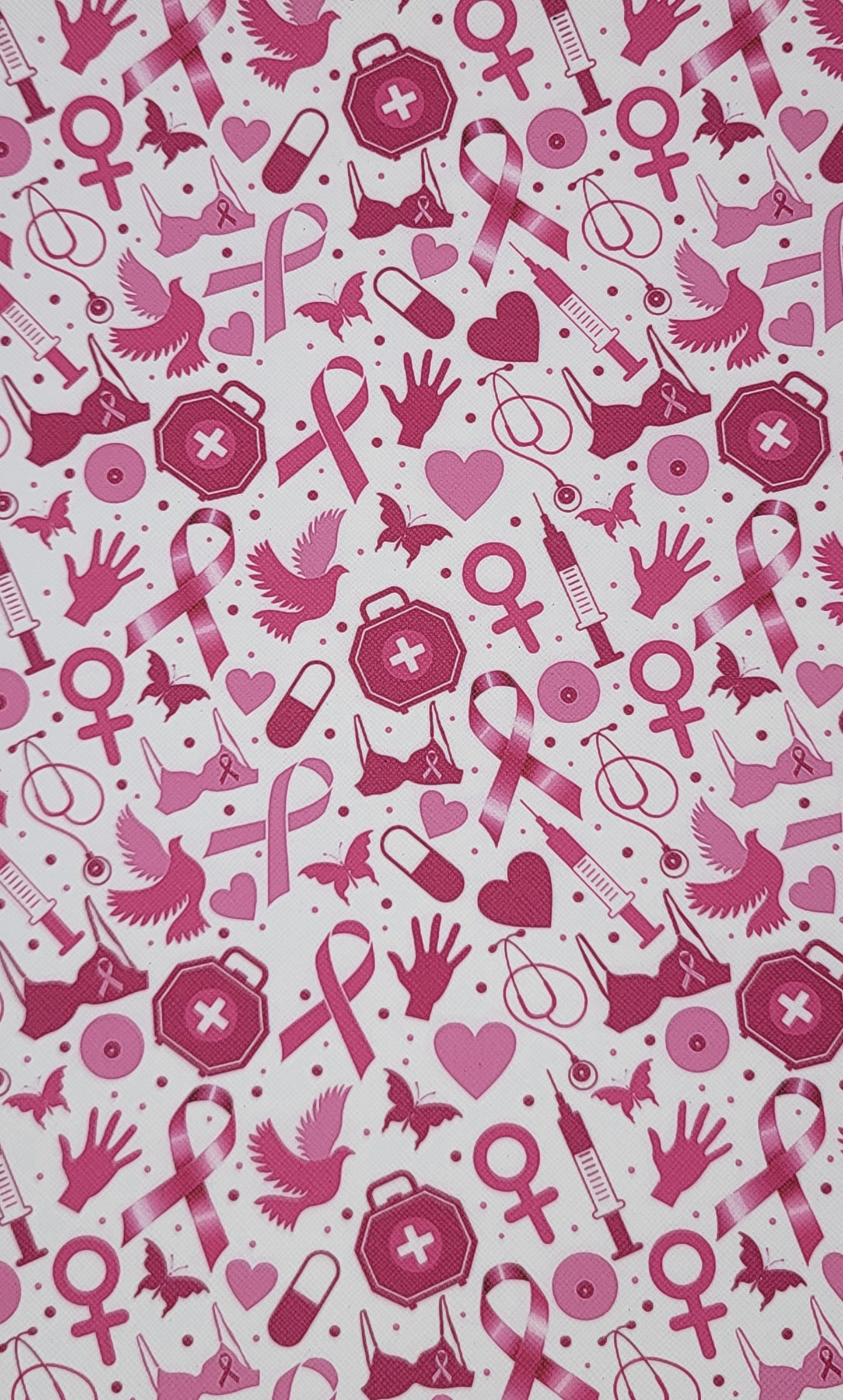 Breast Cancer Awareness - Pink Ribbons & Symbols - Synthetic (Faux) Leather Single Sheet