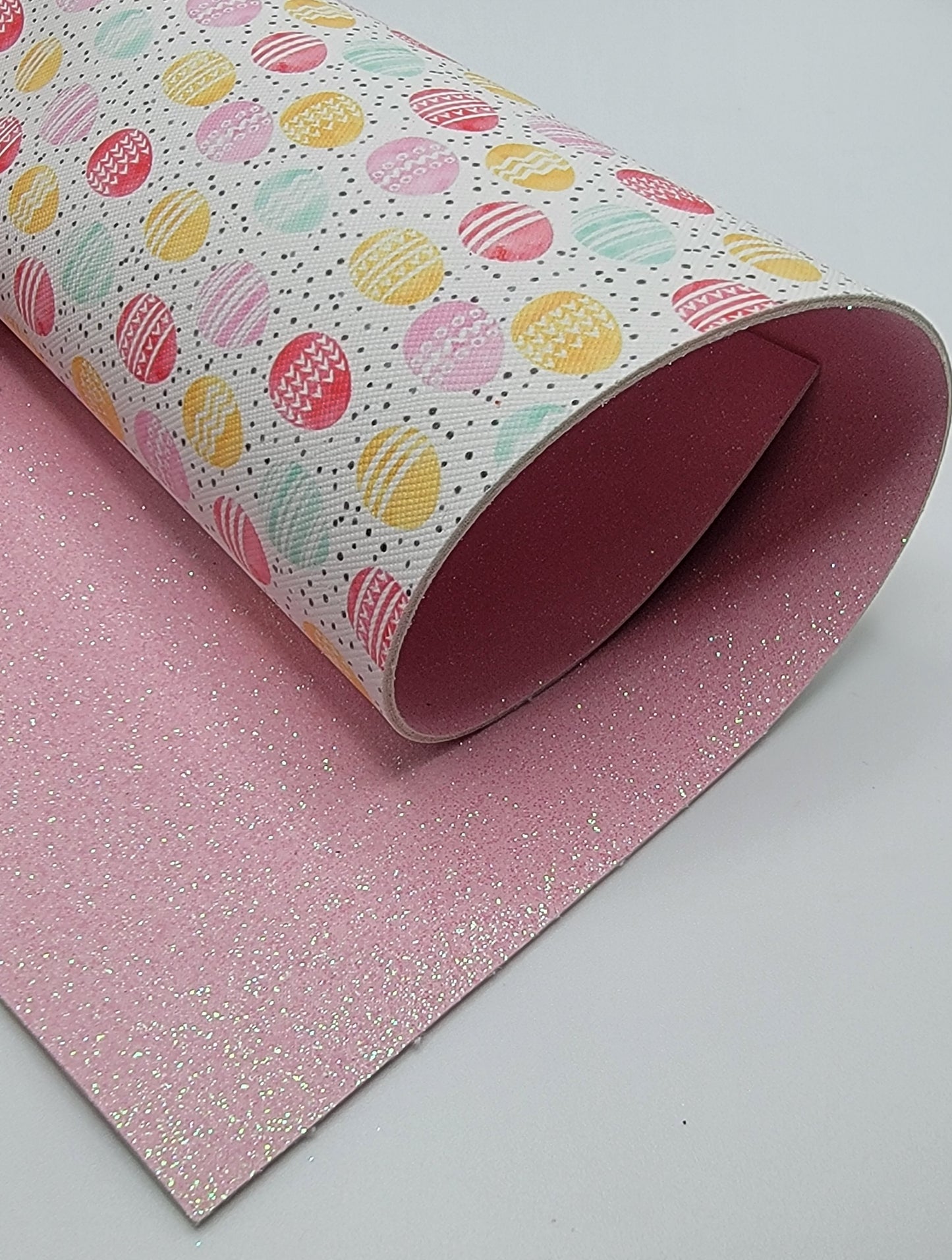 Easter Eggs - Pink Double Sided Synthetic (Faux) Leather Single Sheet