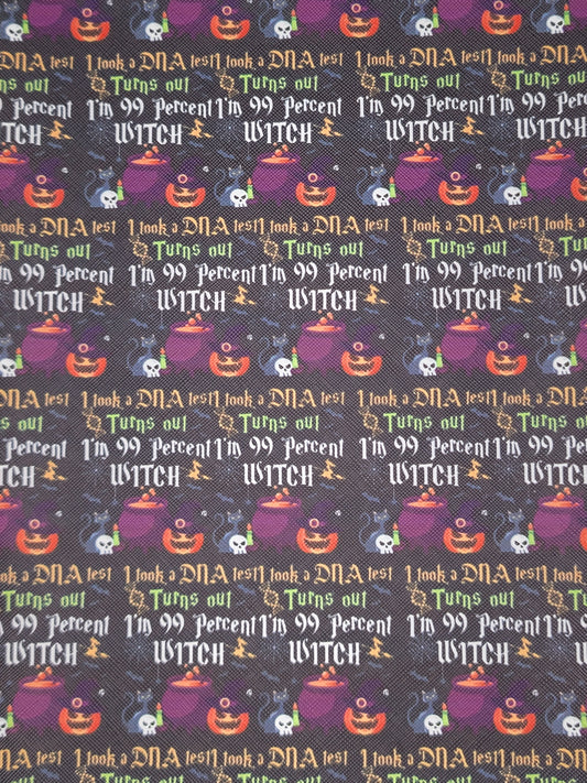 Halloween - 99 Percent Witch - Black Synthetic (Faux) Leather Single Sheet