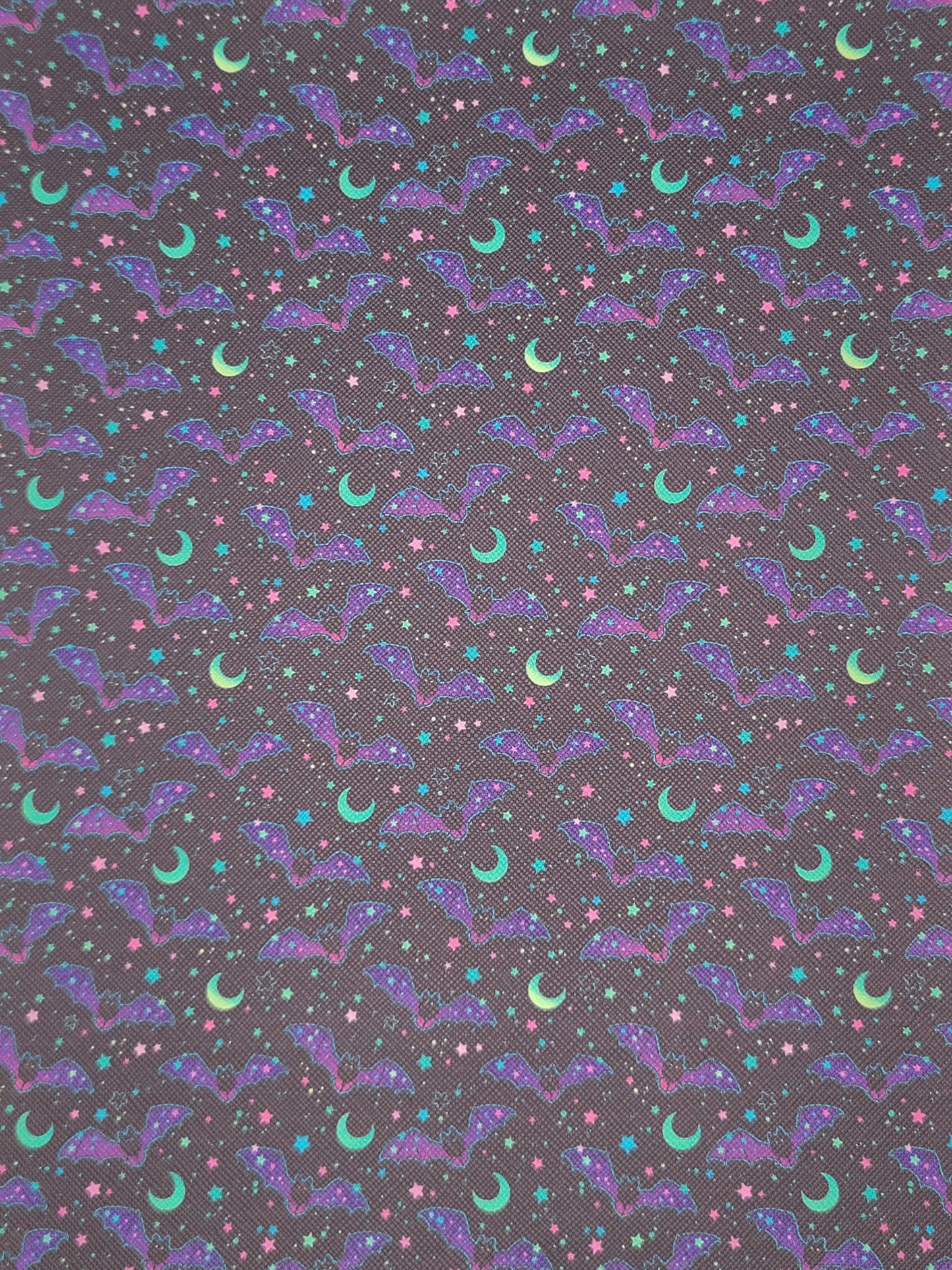 Halloween - Bats in the Starry Night - Synthetic (Faux) Leather Single Sheet