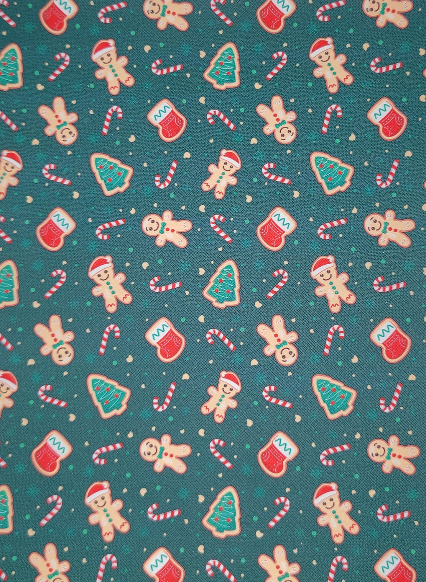 Christmas Print - Green Synthetic (Faux) Leather Single Sheet