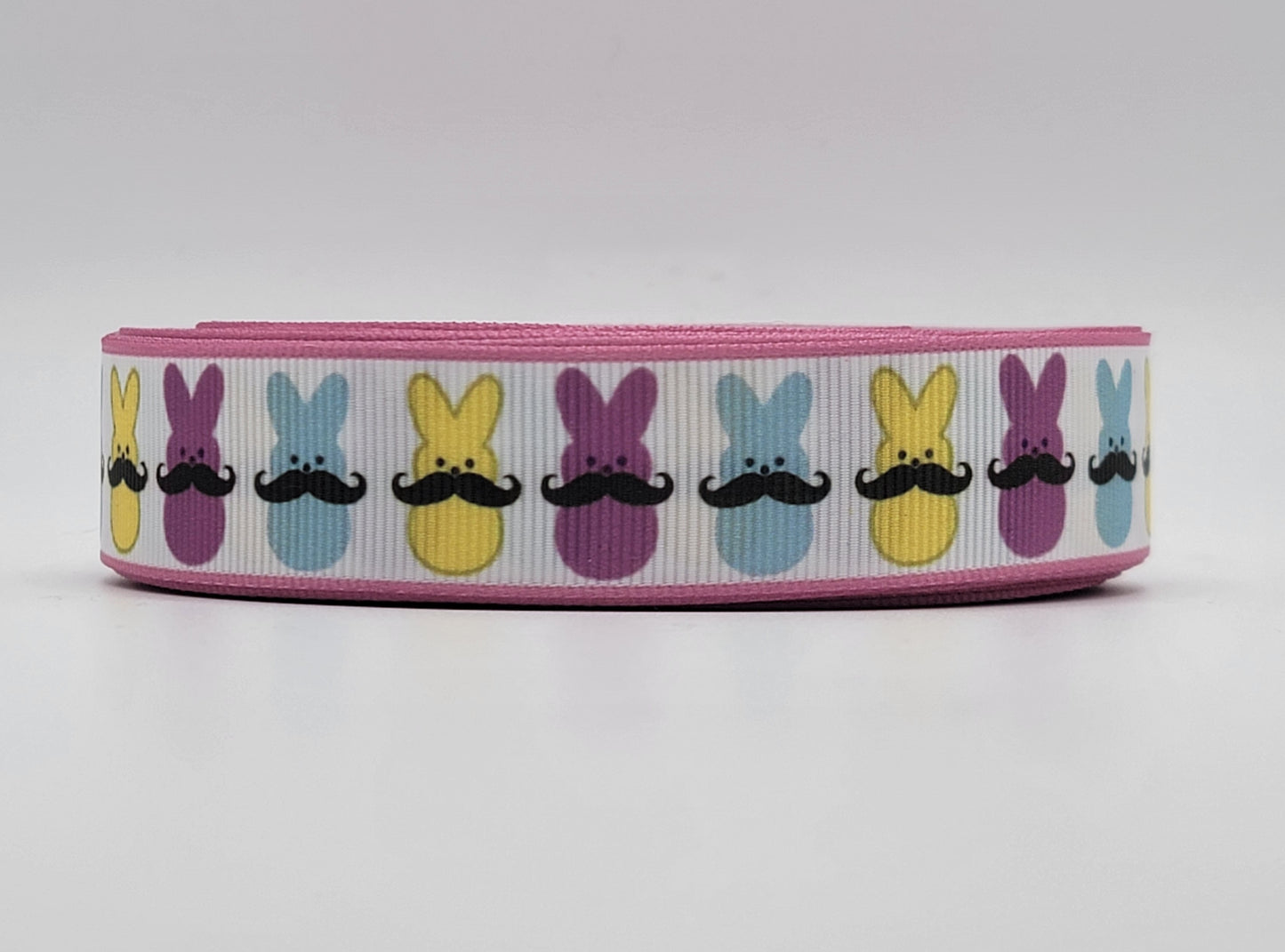 Easter Peeps with Mustache - Grosgrain Ribbon 7/8" Width - By the yard