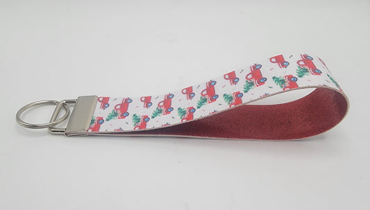 Key Fob Wristlet - Red Christmas Tree Truck